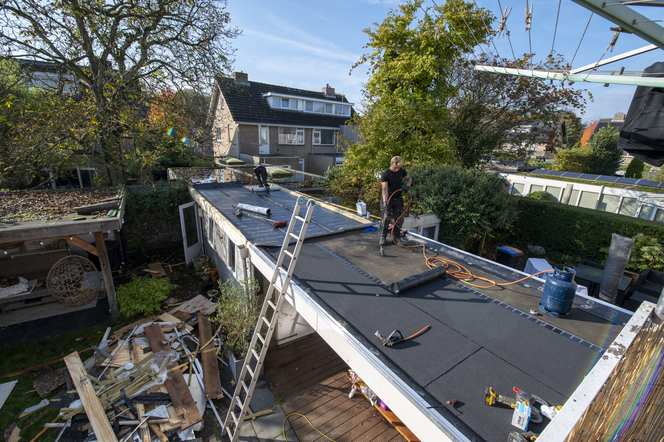 Hemelwaterafvoer plat dak bitumen